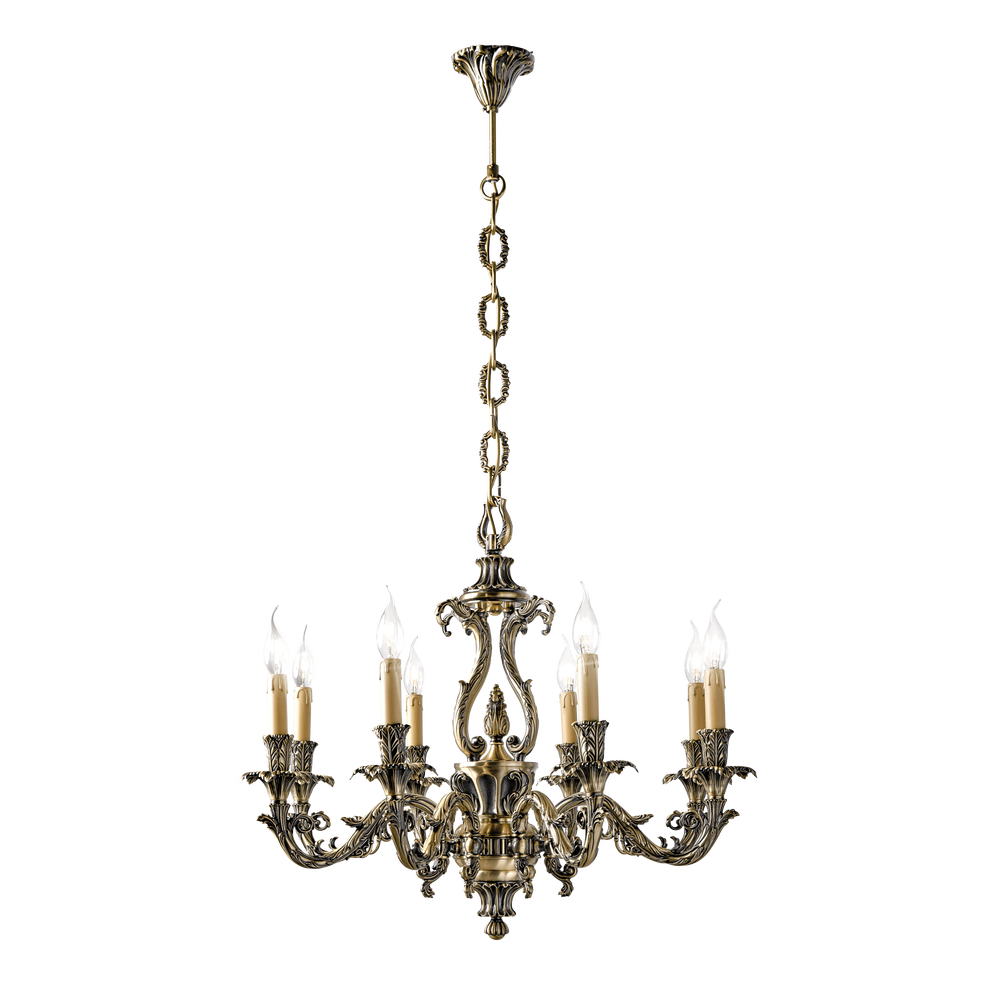 Chandelier 12 + 6 candles in gold-plated French 798/12 + 6 - Caesar ...